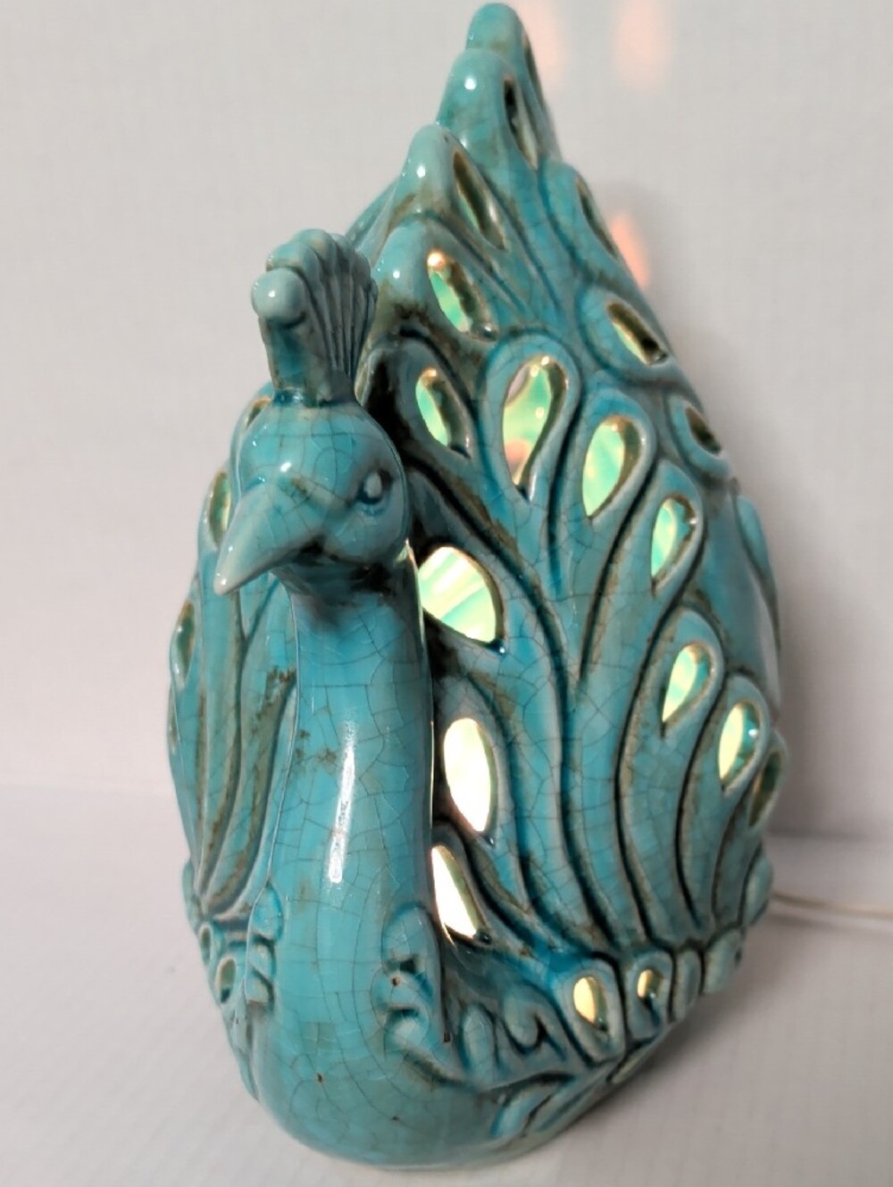 VTG Turquoise Peacock Ceramic Accent Lamp - Brand Unknown - Picture 2 of 11